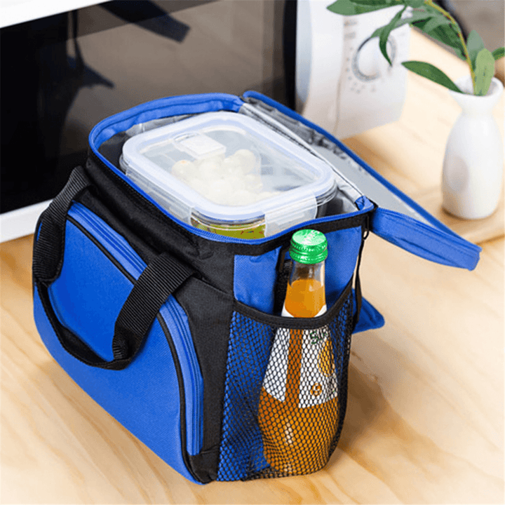 Large Capacity Insulated Portable Lunch Bag with Mesh Pocket Thermal Picnic Food Bag Waterproof Lunch Box - MRSLM