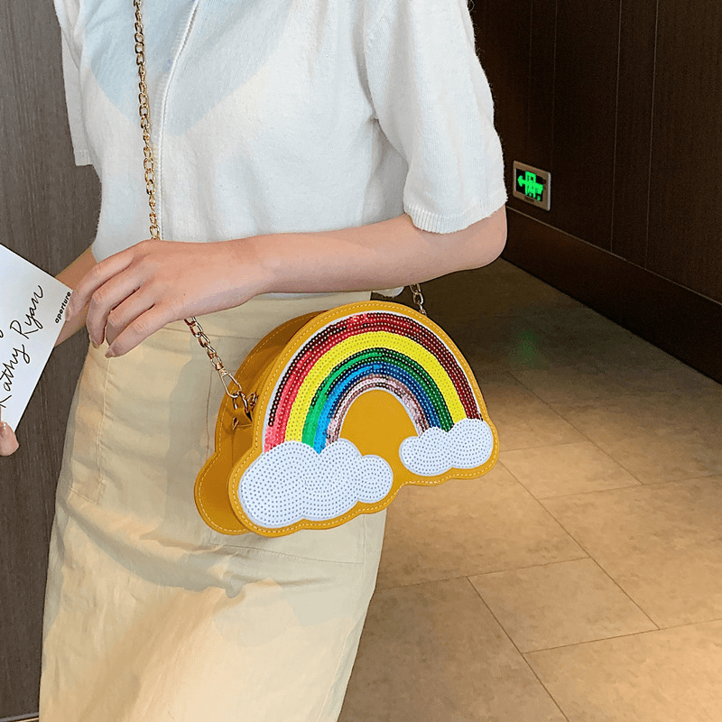 Women Creative Unique Cloud Shape Sequin Contrast Color Funny Shoulder Bag Cross Body Bag - MRSLM