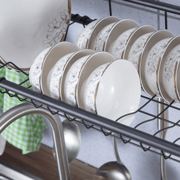 60/70/80/90Cm 304 Stainless Steel Rack Shelf Double Layers Storage for Kitchen Dishes Arrangement - MRSLM