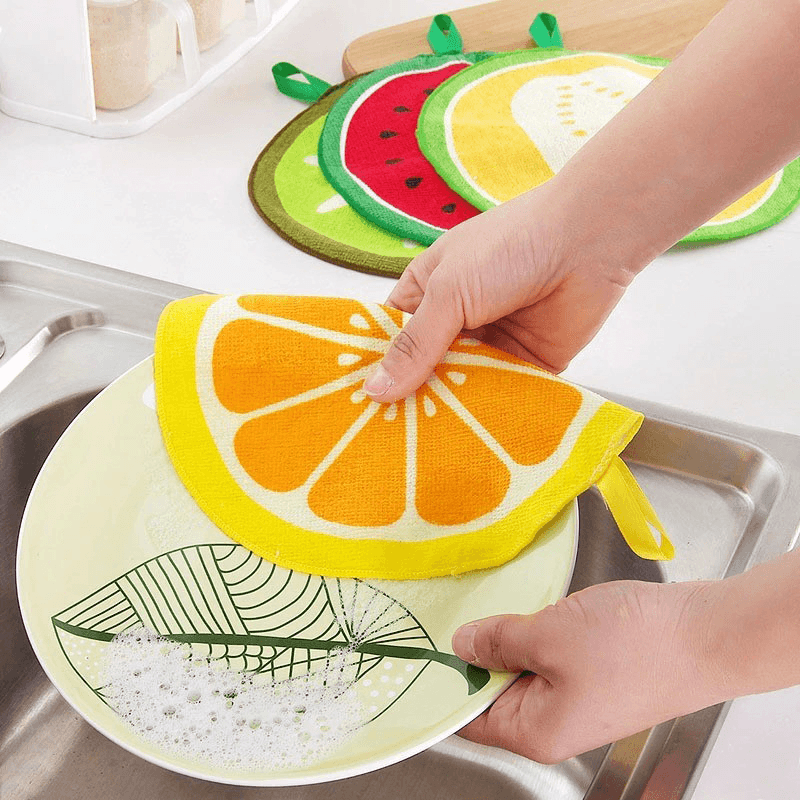 Honana 4Pcs Fruit Pattern Towel Absorbent Cloth Kitchen Towel Handkerchief Quick-Dry Cleaning Rag Dish Cloth Wiping Napkin - MRSLM