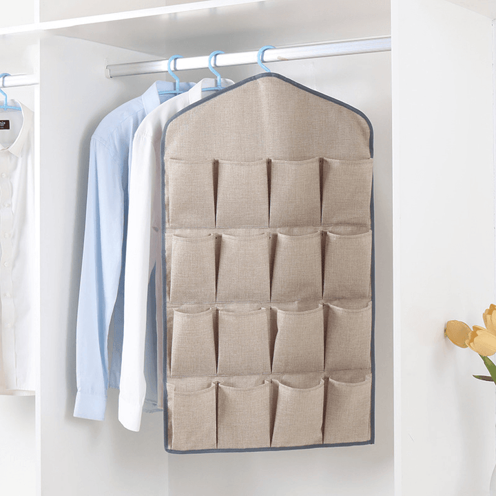 Oxford Cloth 16 Grid Hanging Bag Door Back Debris Storage Bag Cloth Hanger - MRSLM