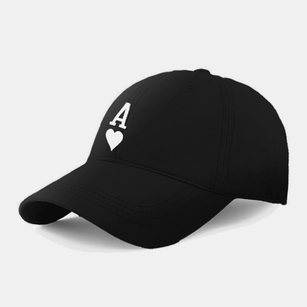 Men Cotton Solid Color Poker Love Letter Spades a Pattern Casual Baseball Cap - MRSLM