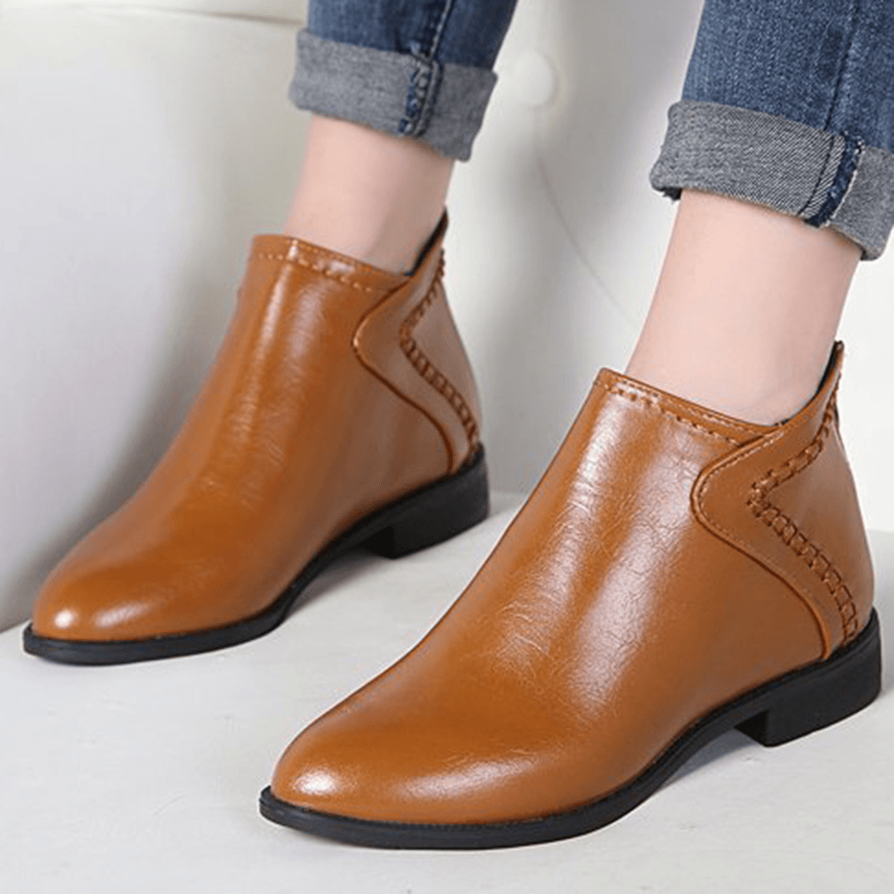 Women Casual Comfy Zipper Ankle Boots - MRSLM