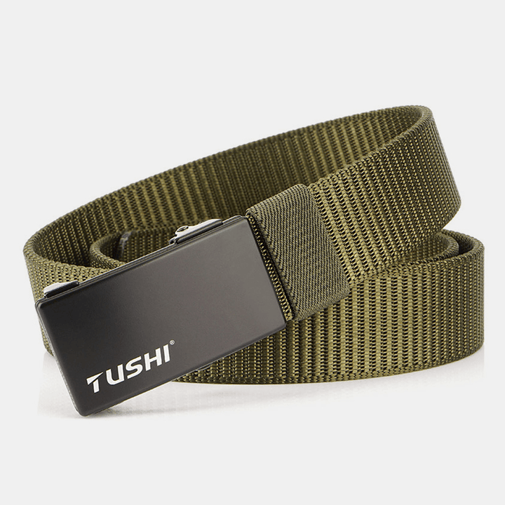 TUSHI 120CM Men'S Automatic Buckle Nylon Belt Simple Belt - MRSLM