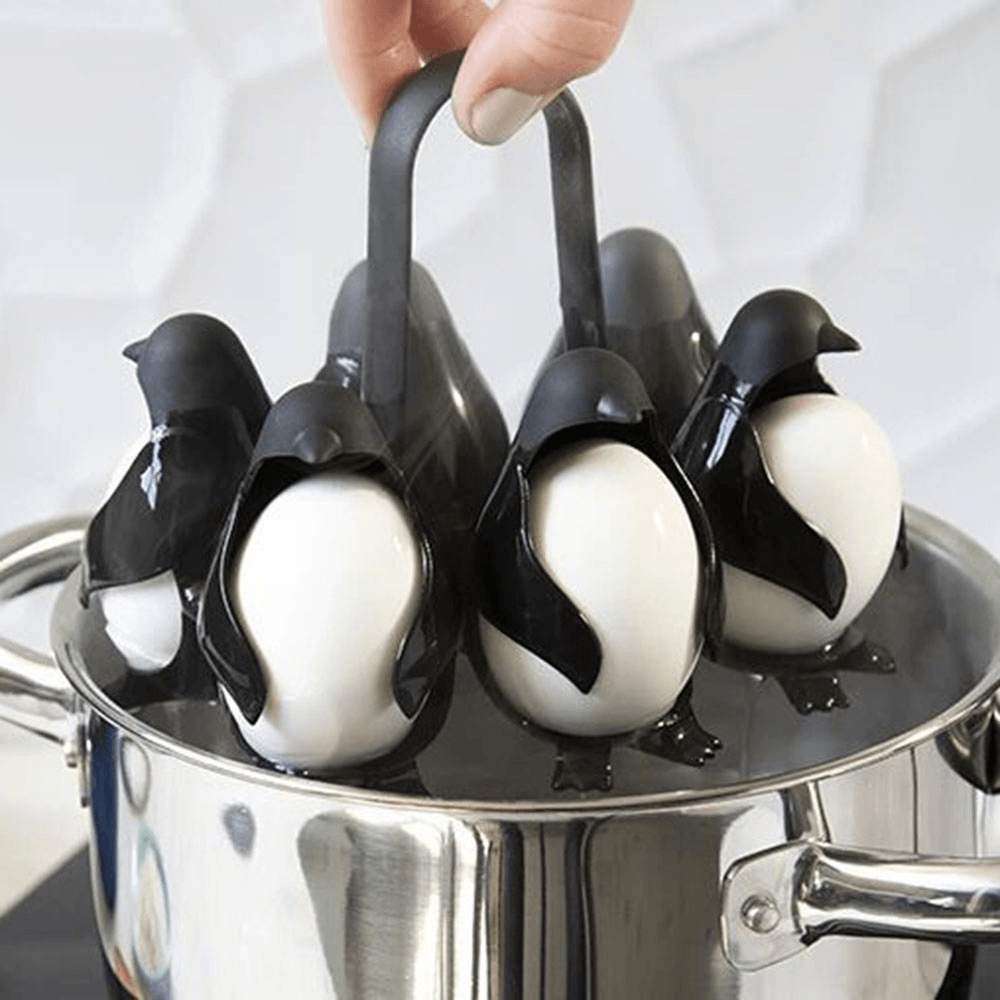 Kitchen Creative Preguin Egg Boiler 6 Eggs Holder with Handle Egg Cup Boiler Egg Holder Egg Cooker - MRSLM