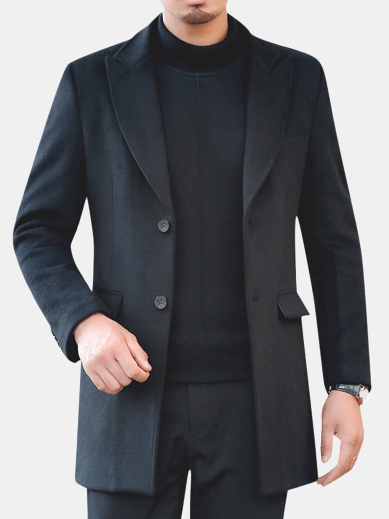 Men Winter Warm Cotton Padded Slim Mid Long Trench Coat - MRSLM