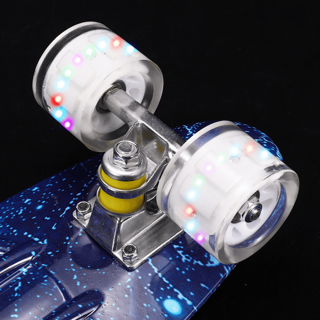 22" Junior Youth Skateboard Mini Standard Skate Board with High Rebound LED Flashing PU Wheels Long Board Gift for Beginners Gift for Children Adults - MRSLM