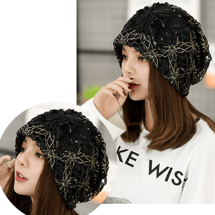 Flowers Beanie Embossed Knitting Cutout Caps - MRSLM