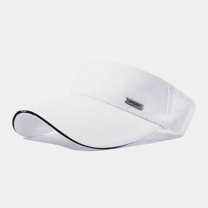 Unisex Cotton Solid Color Letters Pattern Iron Label Simple Sunshade Sunscreen Empty Top Hat Baseball Cap - MRSLM