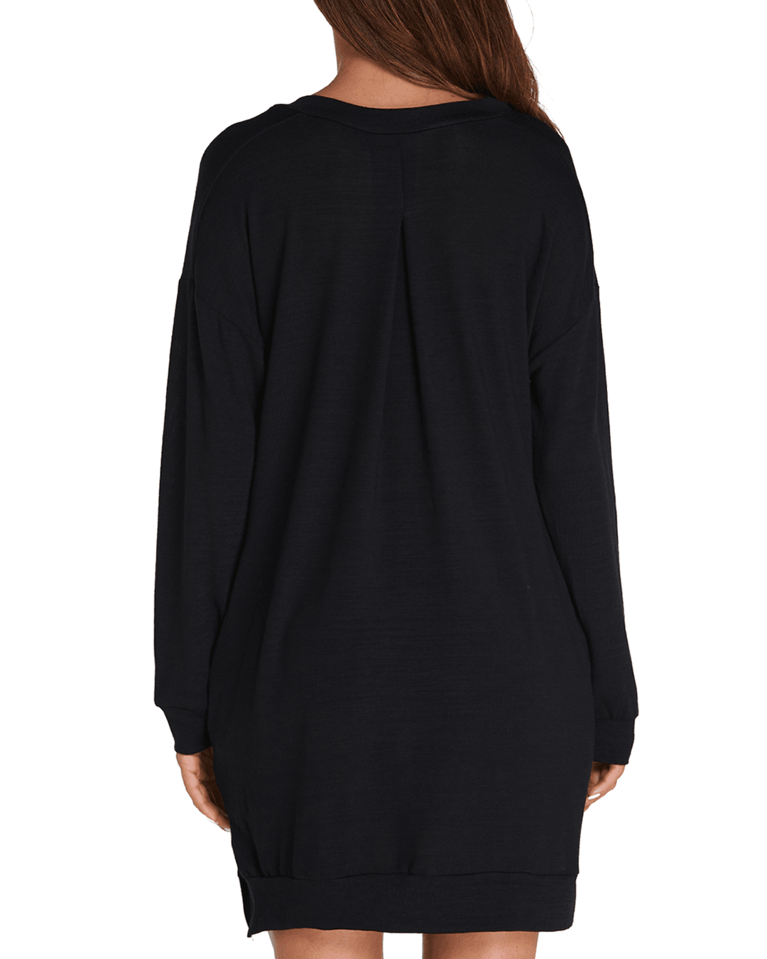 Women Long Sleeve Side Split Loose Casual Pullover Sweatshirt Dress with Pockets - MRSLM