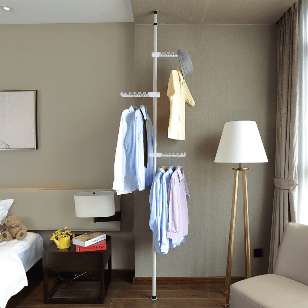 Adjustable Clothes Rack Hanger Telescopic Wardrobe Organizer Garment Dry Stand - MRSLM