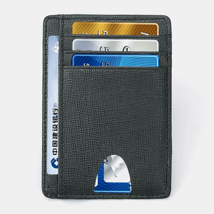 Women & Men Genuine Leather Card Holder Carbon Fiber Pattern RFID Multi-Card Slot Wallet - MRSLM