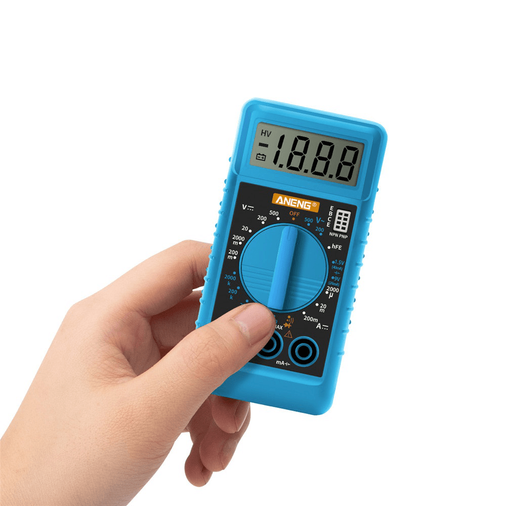 ANENG DT812 Mini Digital Multimeter with Buzzer Overload Protection Pocket Voltage Ampere Ohm Meter DC AC LCD Portable Blue - MRSLM