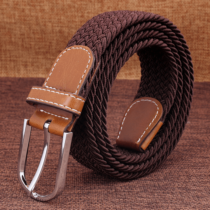 Unisex Nylon Casual Stretch Woven Belt Wild Pin Buckle 107Cm Adjustable Tactical Belt - MRSLM