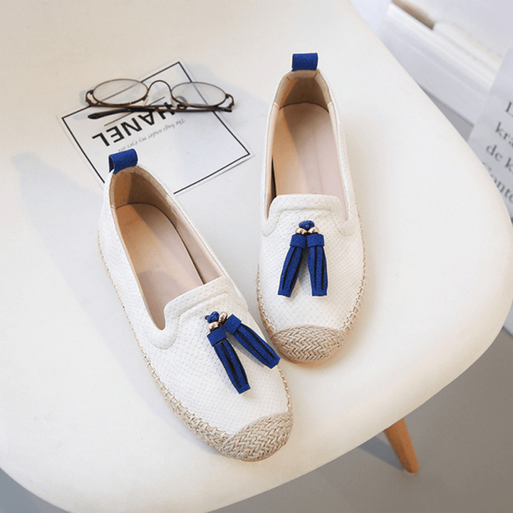 Tassel round Toe Slip on Flat Loafers for Women - MRSLM