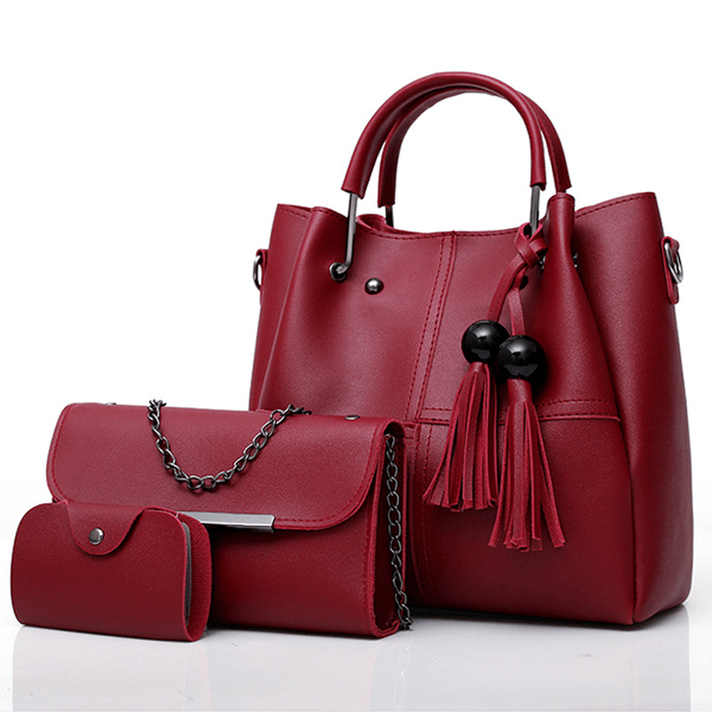 Fashion Handbag Messenger Bag Three-Piece Tassel Mother Bag - MRSLM