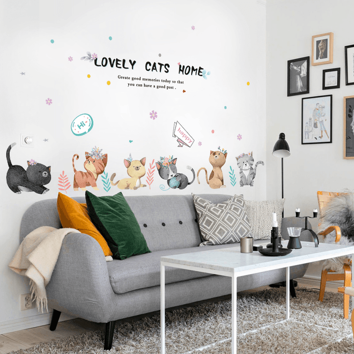 Miico SK7184 Hand-Painted Cat Wall Sticker Children'S Room Kindergarten Decorative Stickers DIY Sticker - MRSLM