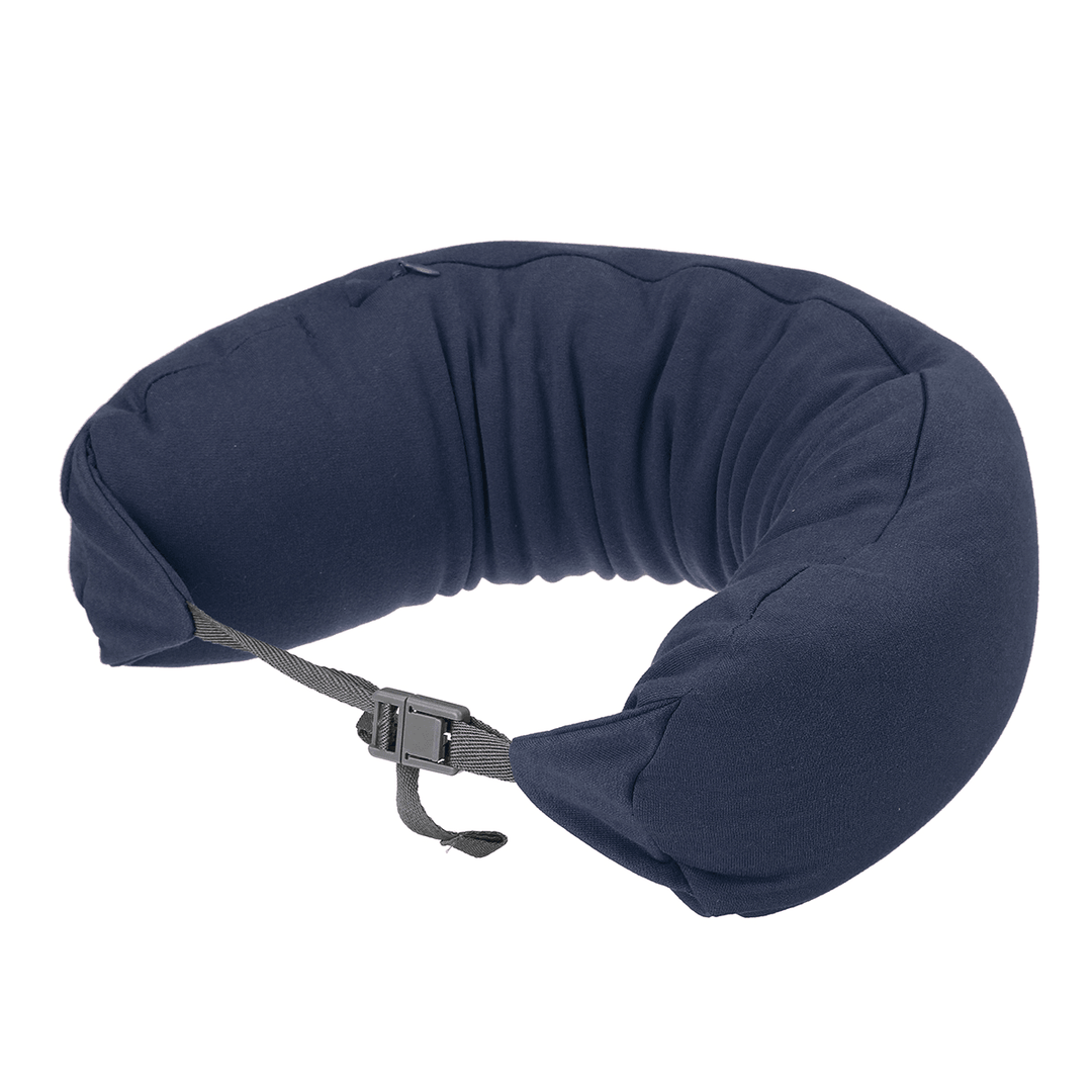 U-Shaped Pillow Sleeping Nap Neck Support Cushion with Hat Travel Office Home Fitness Relaxing Pillow - MRSLM