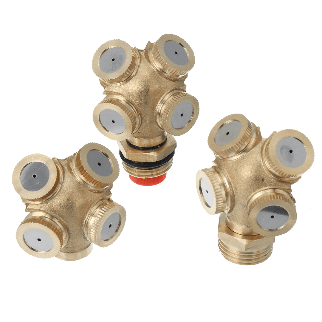 4 Hole Brass Spray Misting Nozzle Garden Sprinkler Irrigation Fitting Adjustable - MRSLM