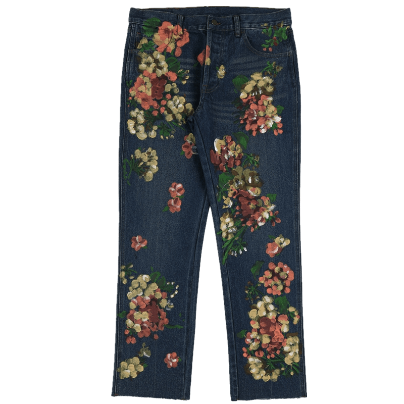 Tide Brand Hand-Painted Graffiti Floral Jeans - MRSLM