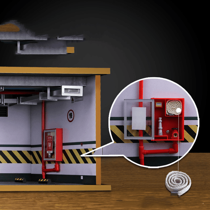 Car Model Parking Lot Pipeline Scene Wooden Dustproof with Light - MRSLM