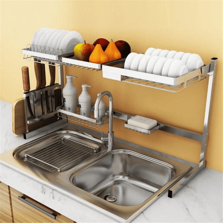 Stainless Steel Kitchen Dish Drying Rack Dish Drainer Rack Storage Shelf Rack Cup Plate Dish Rack Holders Organizer - MRSLM