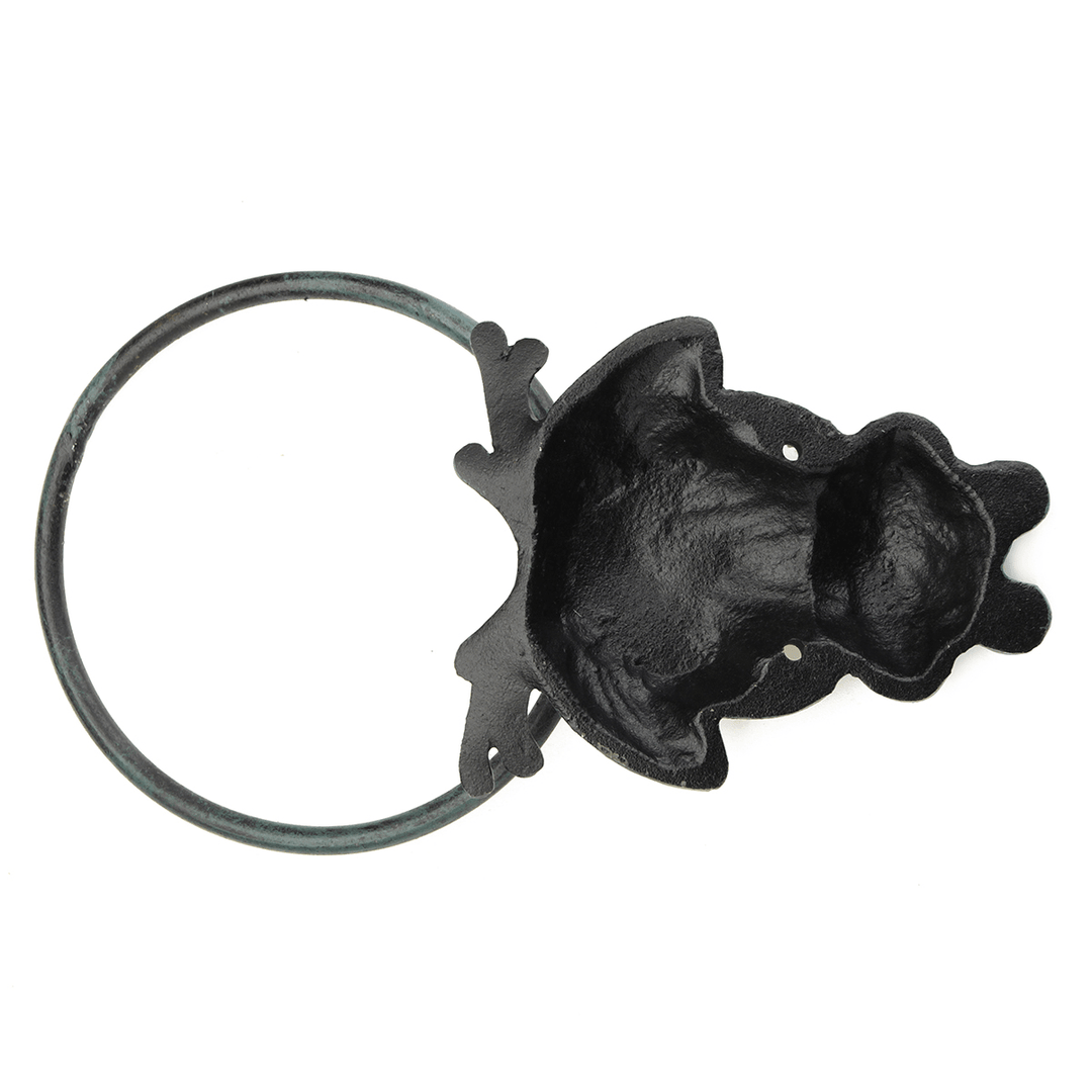 Rustic Industrial Tap Rings Rack Wrought Iron Vintage round Hanging Black Metal Towel Holder Bathroom Kitchen Hanger - MRSLM