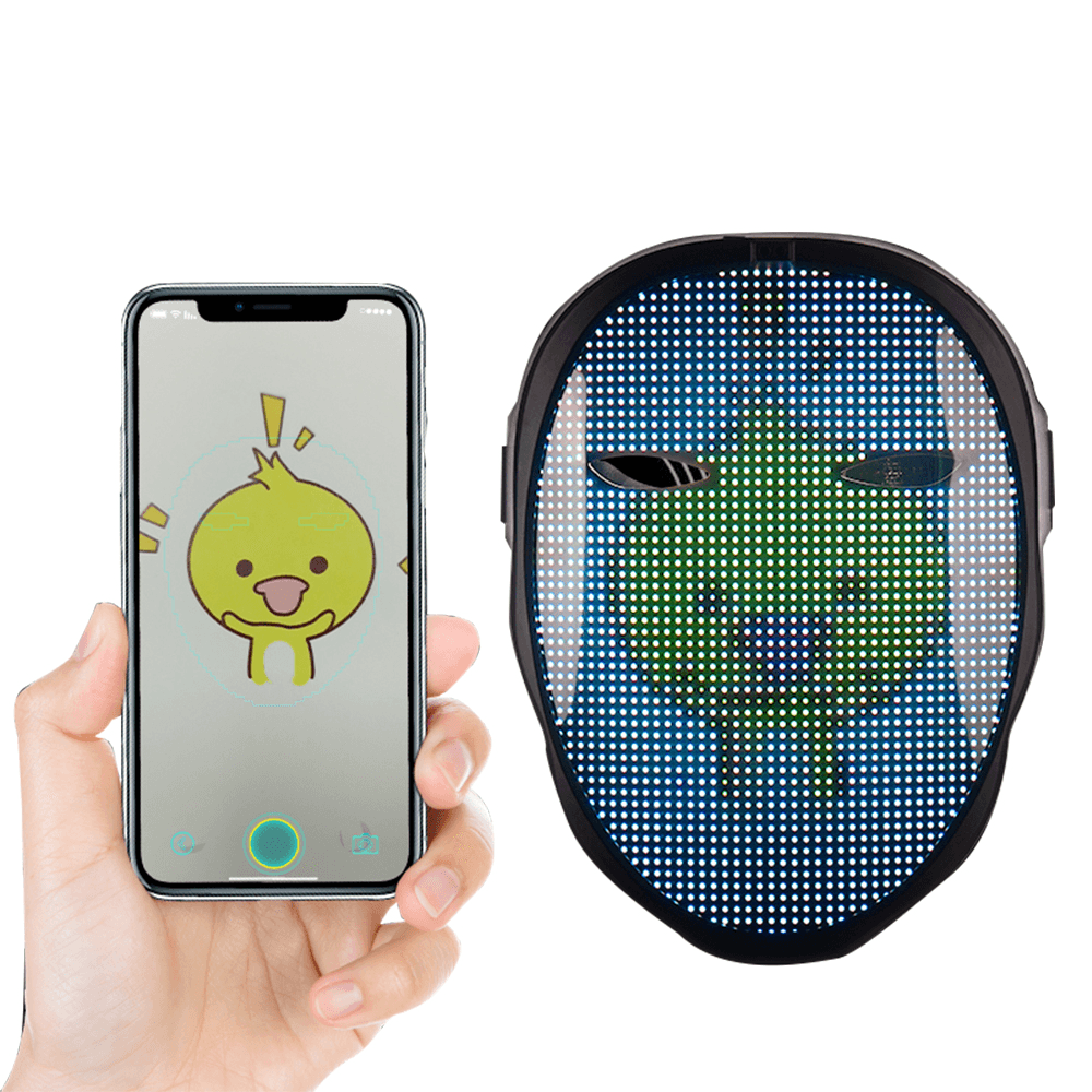 Smart Bluetooth LED DIY Mask Intelligent Face-Changing APP Control Full-Color LED Glowing DIY Shining Mask for Halloween Christmas - MRSLM