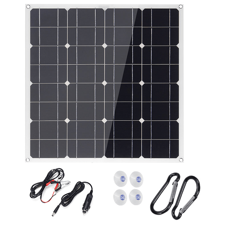 50W USB DC Monocrystalline Solar Panel Flexible Power Bank Outdoor Camping Hiking Battery Charger - MRSLM