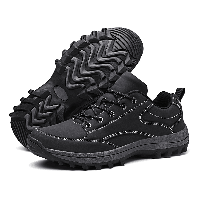 Men Microfiber Leather Non Slip Soft Sole Outdoor Hiking Shoes - MRSLM