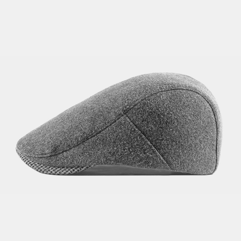 Unisex Plain Felt Berets Hasp Adjustable British Retro Simple Forward Hat Flat Hat Driver Hat - MRSLM