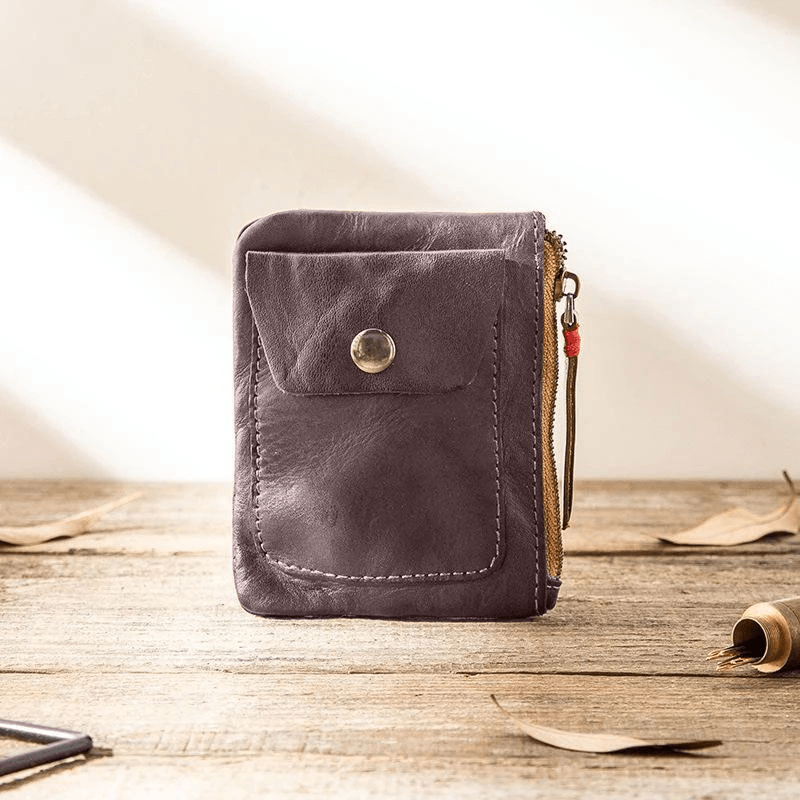 Men Genuine Leather Vintage Coin Bag Wallet Key Bag Coin Purse - MRSLM