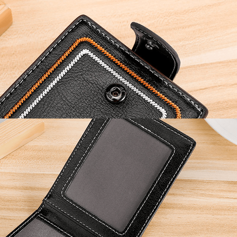 Men Genuine Leather Daisy Pattern Hasp Multifunction Certificate Bag Card Holder Coin Purse Money Clip Cowhide Wallet - MRSLM