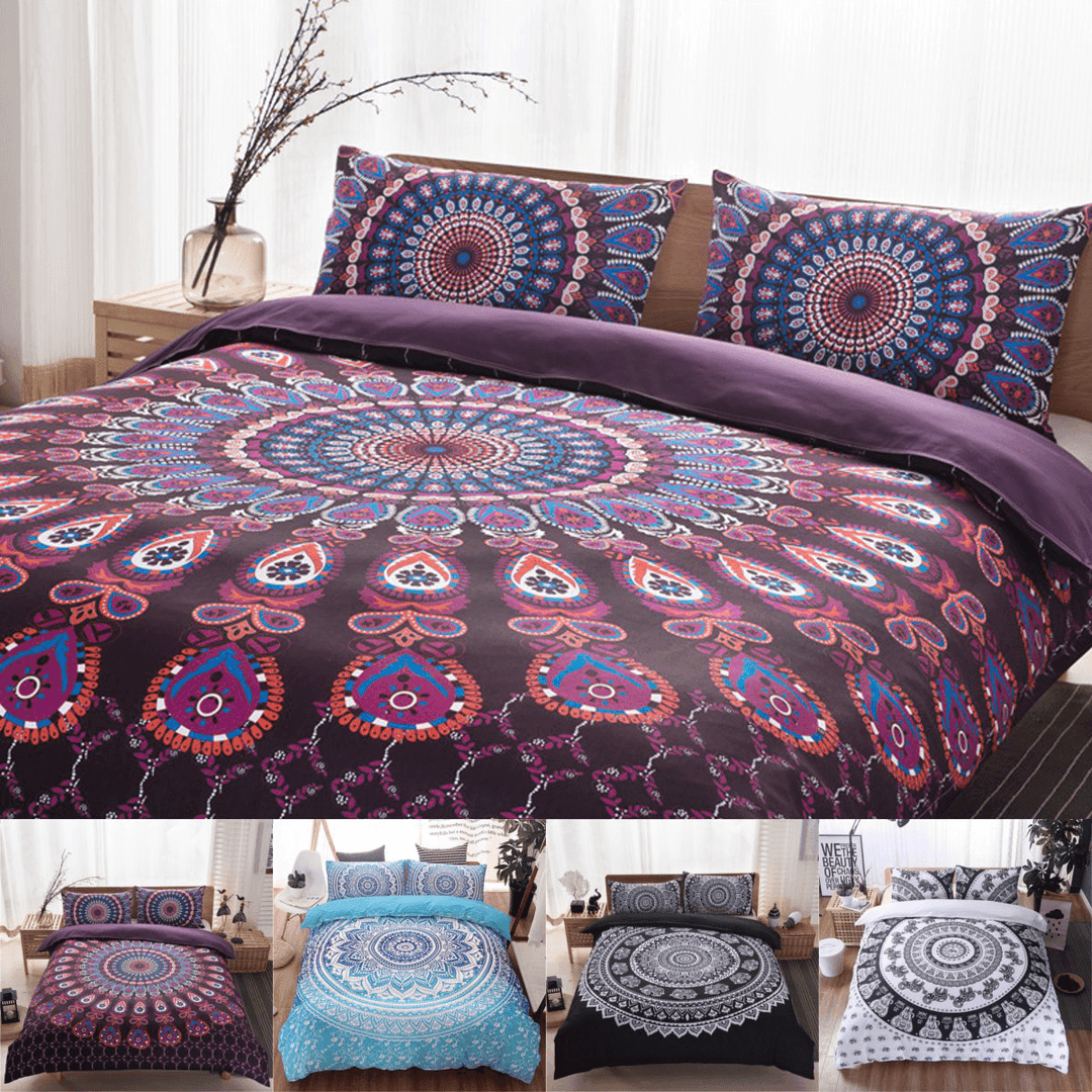 2Pcs/3Pcs 3D Bohemian Style Bedding Sets Comfort Breathable Bedclothes Duvet Cover Pillow Case Size Twin Queen King - MRSLM