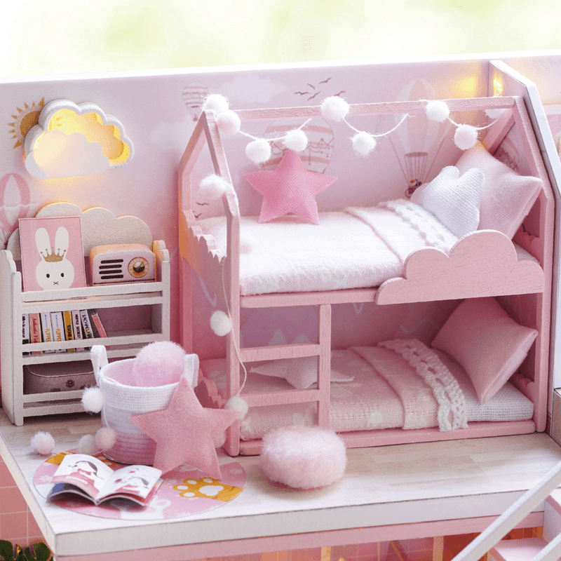 Cuteroom L027B DIY Cabin Meet the Little Beauty Handmade Loft Simple Apartment Doll House with Dust Cover Music Motor - MRSLM