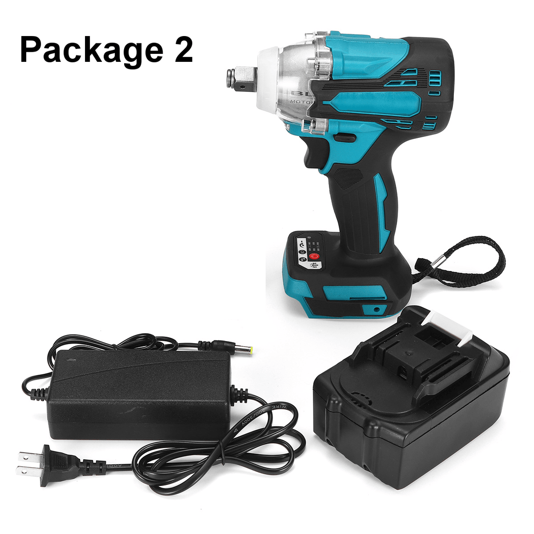 2 In1 18V 800N.M. Li-Ion Brushless Cordless Electric 1/2" Wrench 1/4" Screwdriver Drill - MRSLM