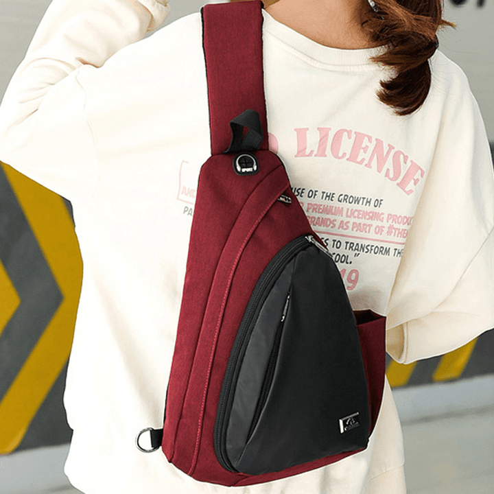 Unisex Nylon Light Weight Contrast Color Casual Outdoor Travel Multi-Carry Shoulder Bag Crossbody Bag Chest Bag - MRSLM