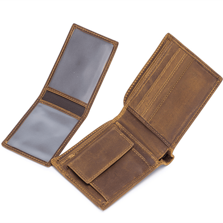 Men Genuine Leather Multifunctional Short Wallet - MRSLM