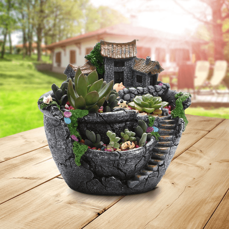 Father'S Day Gifts Flower Pot Resin Flower Pot Succulent Planter Decoration Pot - MRSLM