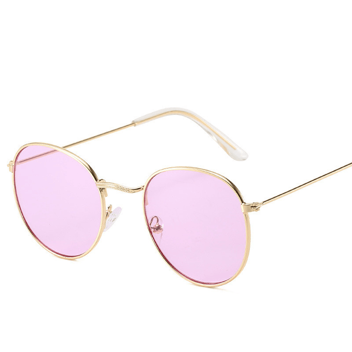 Retro Oval Small Frame Personality Sunglasses Men and Women Vacation Beach Metal Glasses - MRSLM