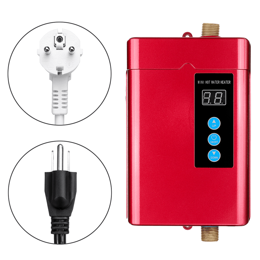 4000W LCD Mini Electric Tankless Hot Water Heater Instant Heating for Bathroom Kitchen Washing - MRSLM