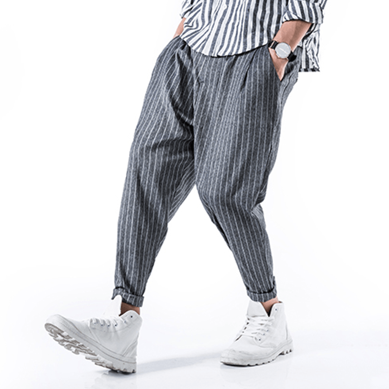 Striped Printed Cotton Harem Pants - MRSLM