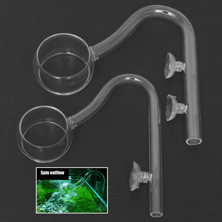 Aquarium Glass Outflow & Inflow Spin Filter Lily Pipe 12Mm 16Mm Tube + 1/2 Suction Cup - MRSLM
