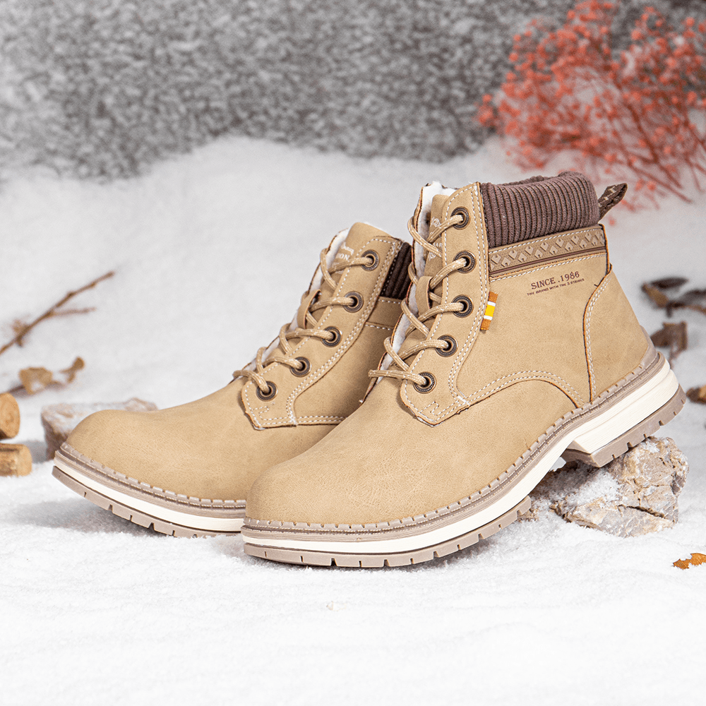 Women Outdoor Warm Lining Lace up Winter Snow Short Boots - MRSLM