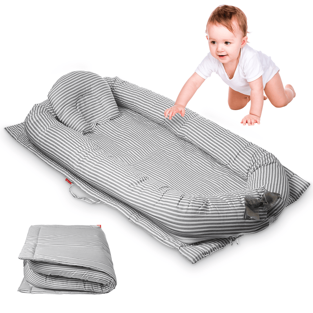 Folding Baby Bed Portable Kids Sleeping Basket Portable Infant Sleeper with Bumper Travel - MRSLM