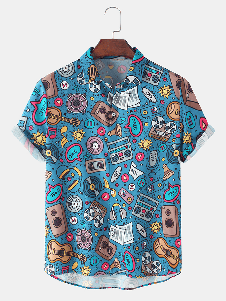 Mens Funny Multi Abstract Patterns Cartoon Short Sleeve Causal Shirts - MRSLM