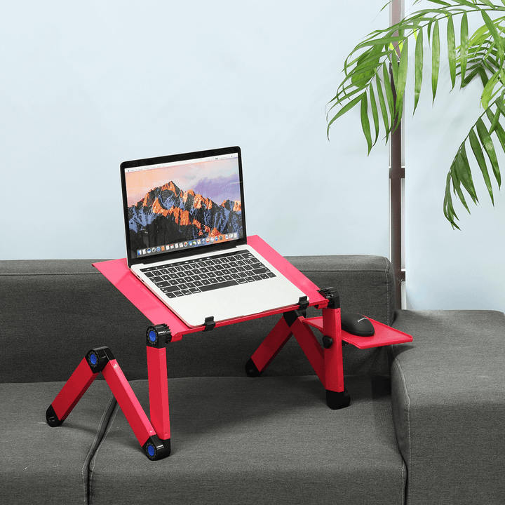 Adjustable Laptop Table Stand Portable Folding Notebook Desk Stand 2 Fans with Mouse for Bed Sofa Home - MRSLM