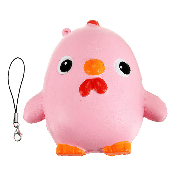 Squishy Pink Chicken Jumbo 10Cm Slow Rising Collection Gift Decor Soft Toy Phone Bag Strap - MRSLM