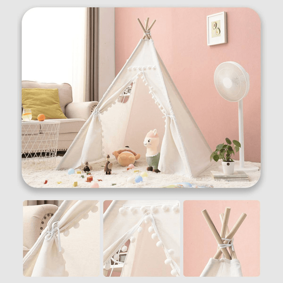 Portable Children Tents Kids Play House Cotton Canvas Baby Game Wigwam Beach Teepees Room Decoration - MRSLM