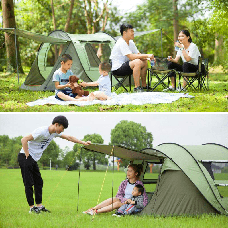 3-4/5-8 Person Camping Tent Double Door Breathable Automatic Family Tent Waterproof Sunshade Canopy Outdoor Hiking Beach - MRSLM